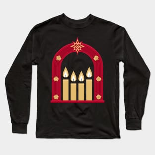 Four Advent candles lit in anticipation of the birth of Jesus Christ Long Sleeve T-Shirt